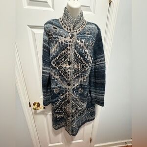 J. Jill Navajo Style Wool Blend Knit Cardigan